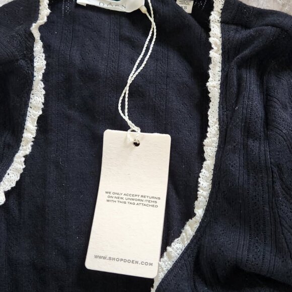 Doen ROMY TEE IN BLACK QUELLE JOLIE POINTELLE 100% organic cotton  size XS - Picture 5 of 6